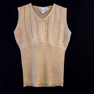 Michelle Nicole Metallic Gold/Tan Sleeveless Sweater